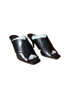 Vince Camuto REHNYA Black  Criss-Cross Leather Sandals Heel 9 w/Box